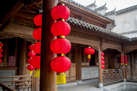 宏村新年红灯笼布置春节高清图片素材
