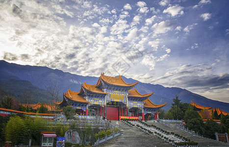 云南大理寺庙云南大理崇圣寺三塔背景