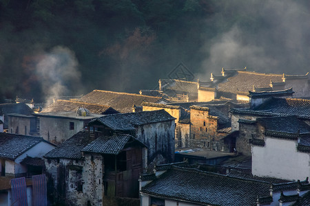 城镇背景江西婺源石城景区风光背景