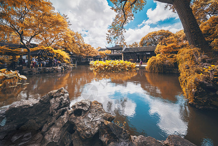 秋园林秋至留园背景