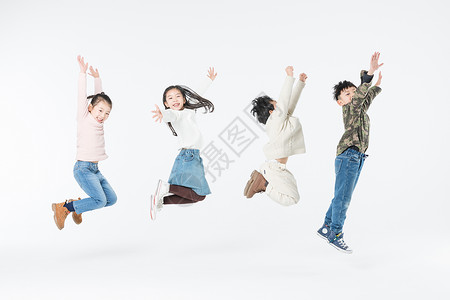 儿童们快乐跳跃可爱高清图片素材