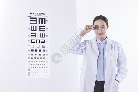 镜头镜片手持镜片的眼科医生背景