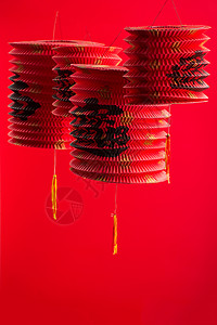 红卷轴春节挂灯笼背景
