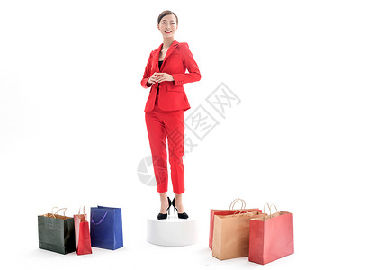 红色装女性购物背景