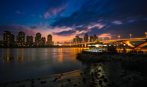 城市大桥夜景城市夜景高清图片素材