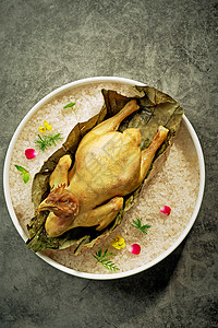 古法盐焗鸡烹饪高清图片素材
