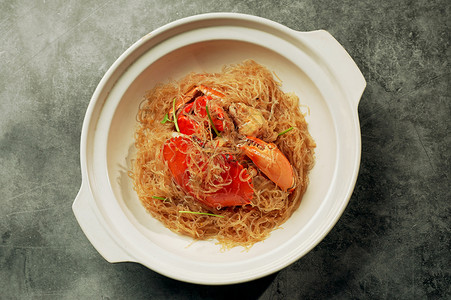 姜葱粉丝焗肉蟹饮食高清图片素材