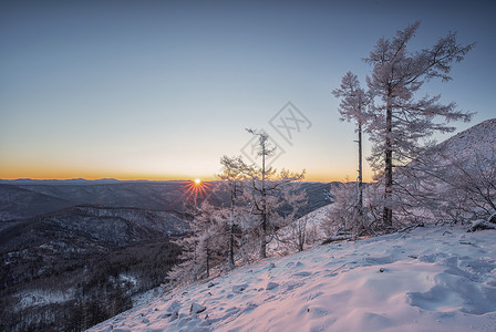 ps雪地素材大兴安岭日出背景