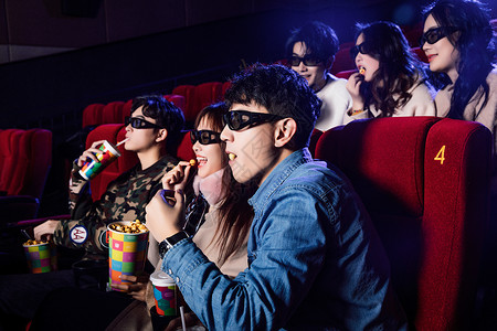 3D户型图朋友相聚影院看电影背景