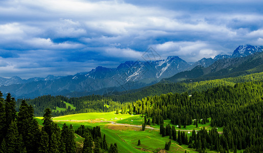 孤独风景新疆天山下的草原唯美风景背景