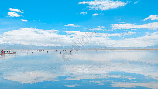 西藏茶卡盐湖天空之境高清图片素材