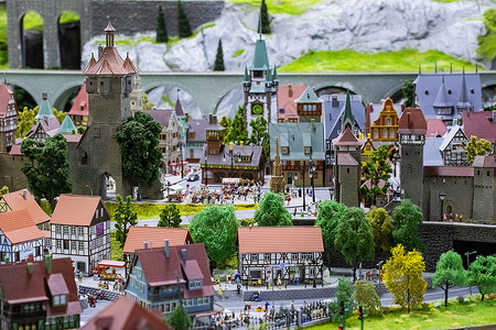 城堡模型古堡小镇背景