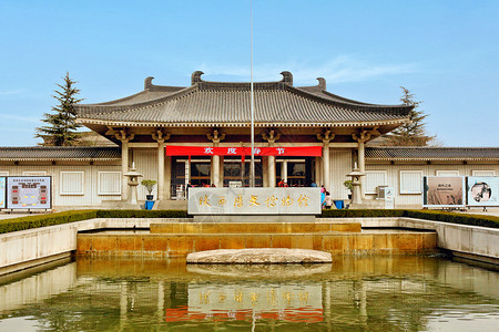中式柱子陕西历史博物馆外景背景