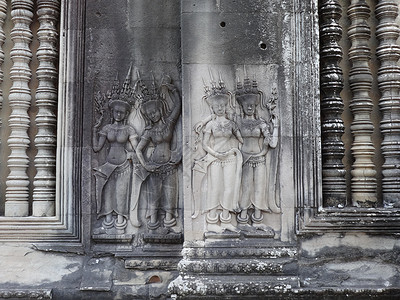柬埔寨吴哥窟石雕旅游目的地高清图片素材