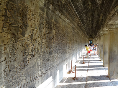 柬埔寨吴哥窟浮雕长廊亚洲高清图片素材
