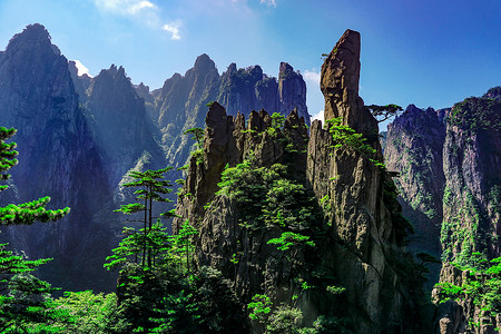 黄山旅游风景迎客松高清图片素材