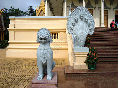 石雕栏杆柬埔寨风情金边王宫背景