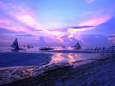 傍晚的海菲律宾海滩晚霞背景