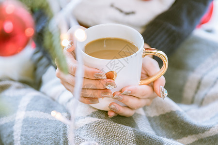 热饮咖啡杯冬季温暖热饮背景