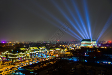 北京钟鼓楼灯光秀背景图片
