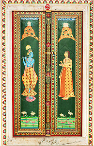 印度斋普尔城市皇宫传统门高清图片