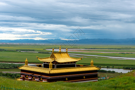 巴彦淖尔市甘南合作米拉日巴佛阁寺风光背景