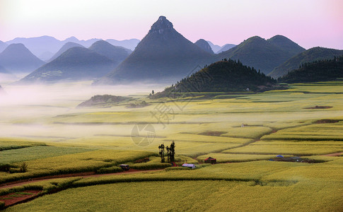 农田河流四川漓江山川河流唯美风光背景