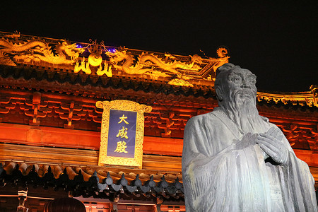 南京夫子庙夜景5A景区高清图片素材