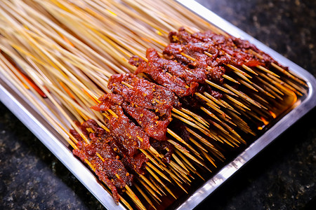 串串火锅食材牛肉串串背景