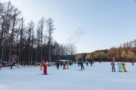 公园里滑雪的人背景图片