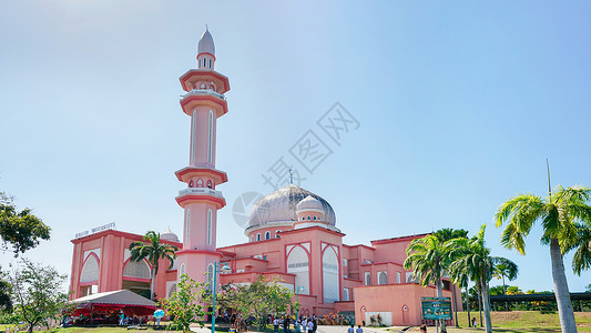沙巴旅游马来西亚粉色清真寺背景