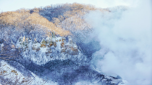 滑雪温泉北海道登别地狱谷背景