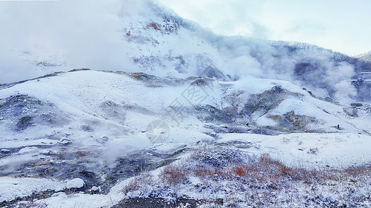 滑雪温泉北海道登别地狱谷背景