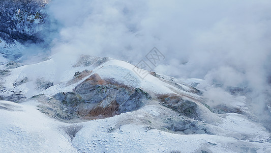 滑雪温泉北海道登别地狱谷背景