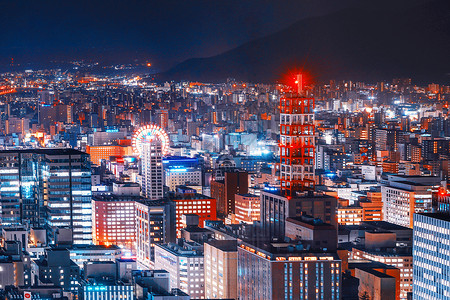 冬天灯光日本札幌夜景背景