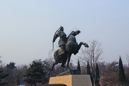 公园雕像河北邯郸赵苑胡服骑射雕像背景