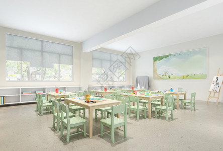 玩具柜儿童美术练习室室内设计效果图背景
