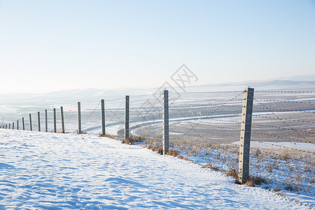 冬季内蒙古边防线风光背景图片