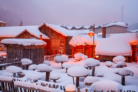 雪乡夜景冬高清图片素材