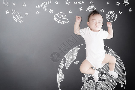 可爱婴儿手绘睡觉的婴儿设计图片