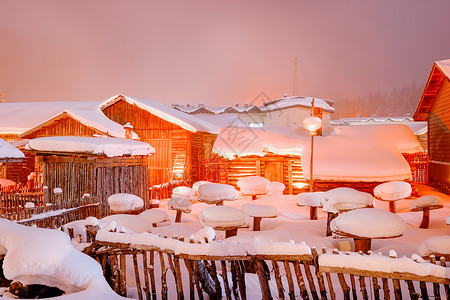 雪乡夜景冬高清图片素材