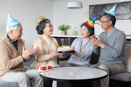 老年聚会过生日晚年生活高清图片素材