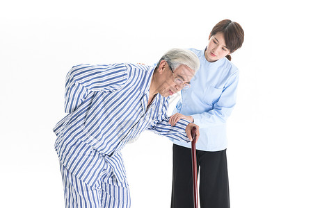 助步器女护理搀扶老人背景