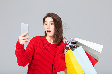 女性网上购物购物节高清图片素材