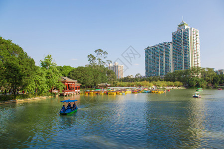 西湖左海福州西湖湖面游乐背景