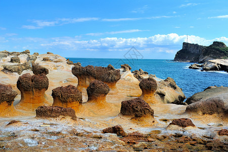 石岩边台湾基隆野柳地质公园背景