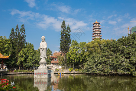 福州西禅寺中心湖背景