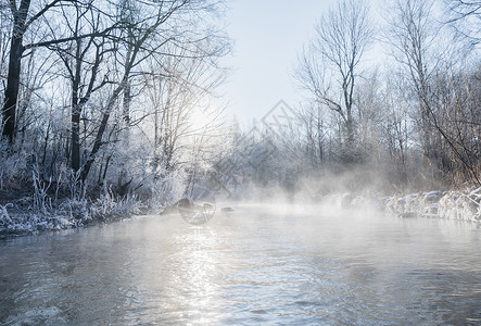 河里游泳长白山魔界雾凇景观背景