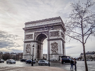 巴黎风光法国凯旋门背景