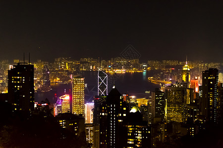 香港维多利亚港夜景旺角高清图片素材
